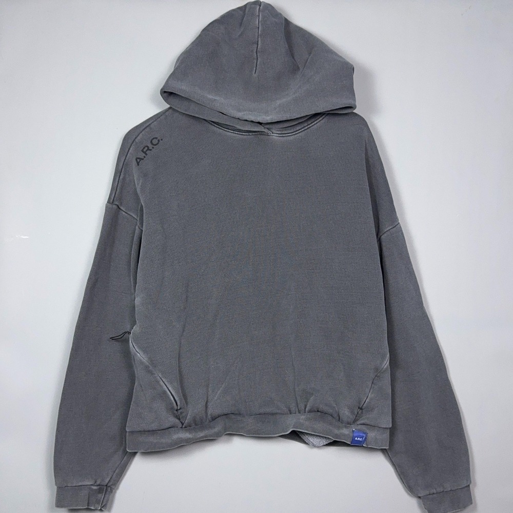 A.R.C. Boxy Fit Hoodie Mens Size Small Faded Wash Grey Baggy Oversize